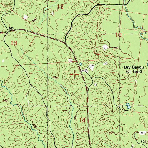 Topographic Map of Dry Bayou Oil Field, MS