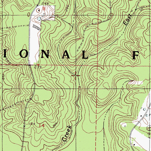 Topographic Map of East Prong Mill Creek, MS