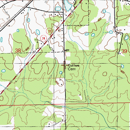 Topographic Map of Galilee Cemetery, MS