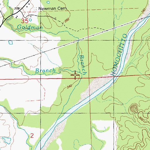 Topographic Map of Goldman Branch, MS