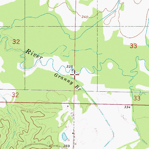 Topographic Map of Granny Branch, MS