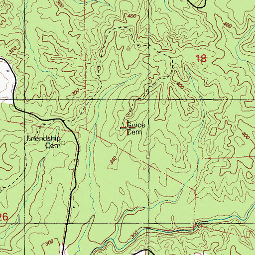 Topographic Map of Guice Cemetery, MS