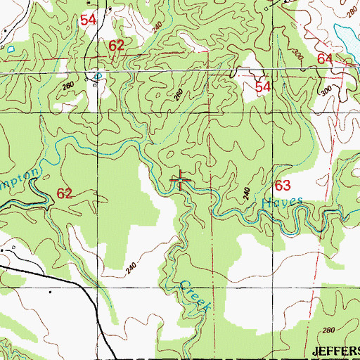 Topographic Map of Hayes Creek, MS