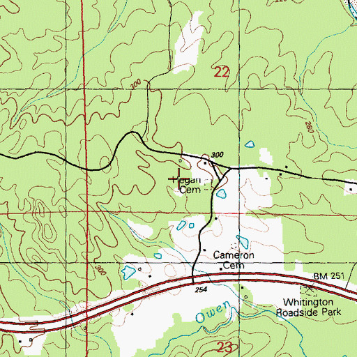 Topographic Map of Hegan Cemetery, MS