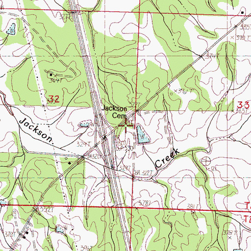 Topographic Map of Jackson Cemetery, MS