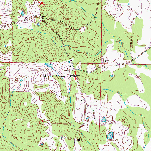 Topographic Map of Jesus Name Church, MS