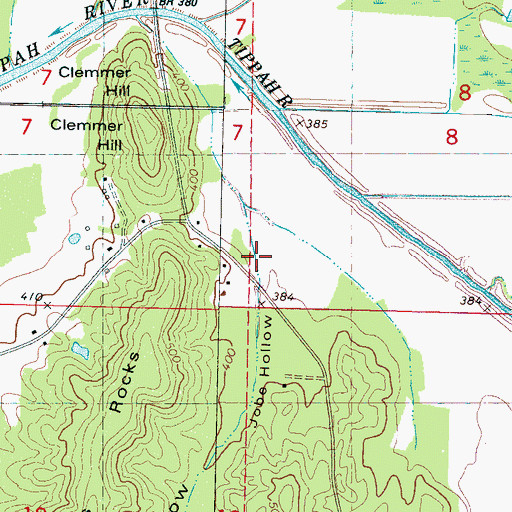 Topographic Map of Jobe Hollow, MS