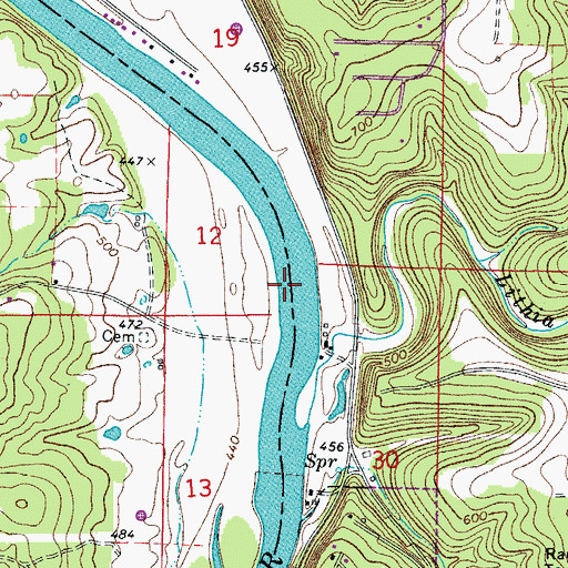 Topographic Map of Denton Ferry (historical), AR