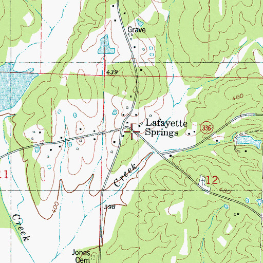 Topographic Map of Lafayette Springs, MS