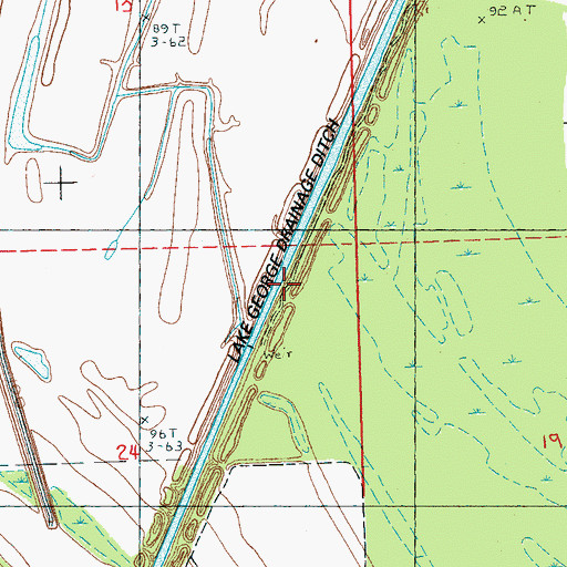 Topographic Map of Lake George Drainage Ditch, MS