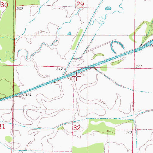Topographic Map of Little Mud Creek, MS