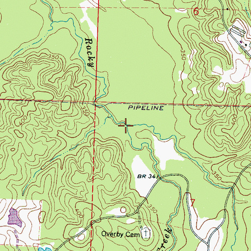 Topographic Map of Little Rocky Creek, MS
