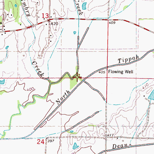 Topographic Map of May Creek, MS