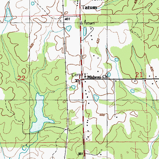 Topographic Map of Midway Church, MS