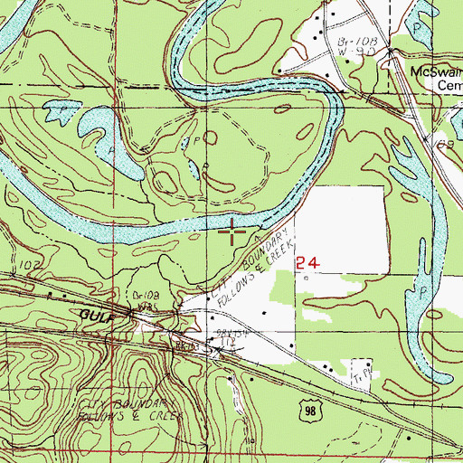 Topographic Map of Milky Creek, MS