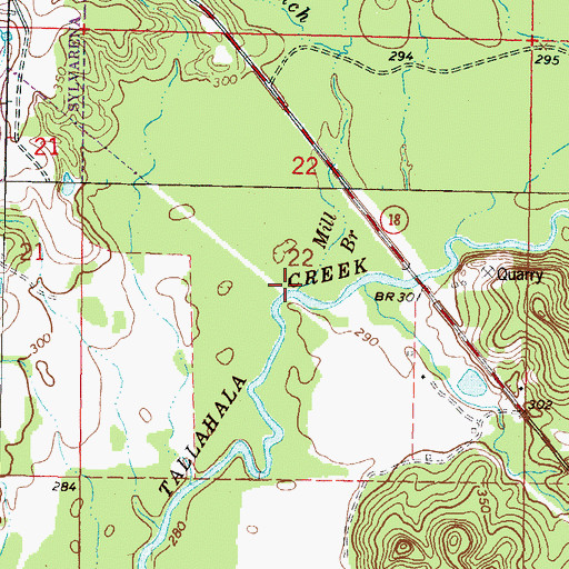 Topographic Map of Mill Branch, MS