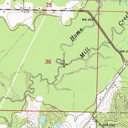 Topographic Map of Mill Creek, MS