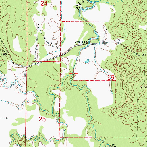 Topographic Map of Mill Creek, MS