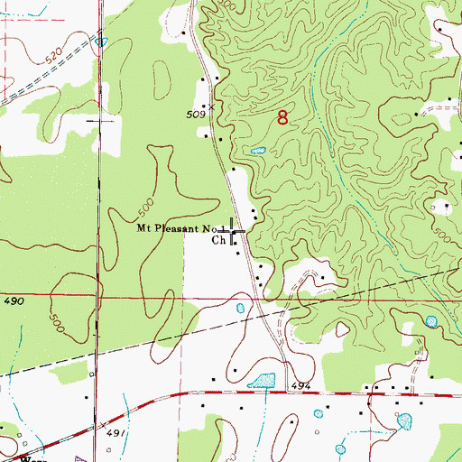 Topographic Map of Mount Pleasant Number 1 Church, MS