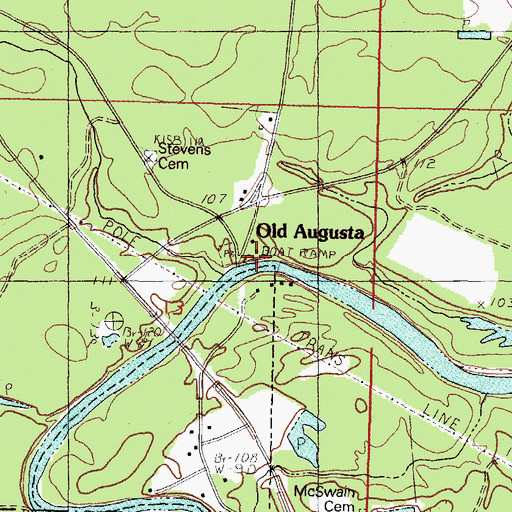 Topographic Map of Old Augusta, MS