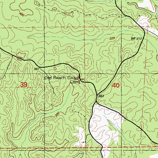 Topographic Map of Old Beech Grove Cemetery, MS
