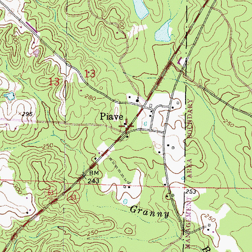 Topographic Map of Piave, MS