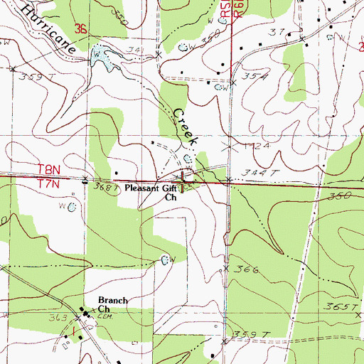 Topographic Map of Pleasant Gift Church, MS