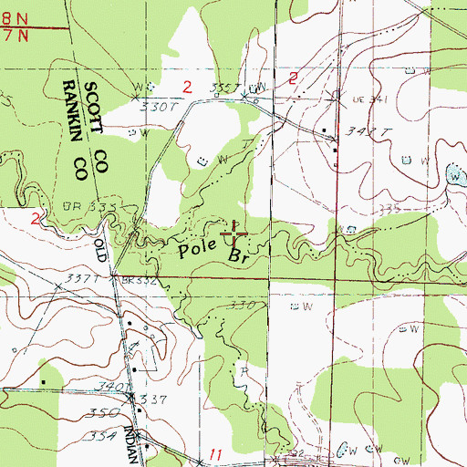 Topographic Map of Pole Branch, MS