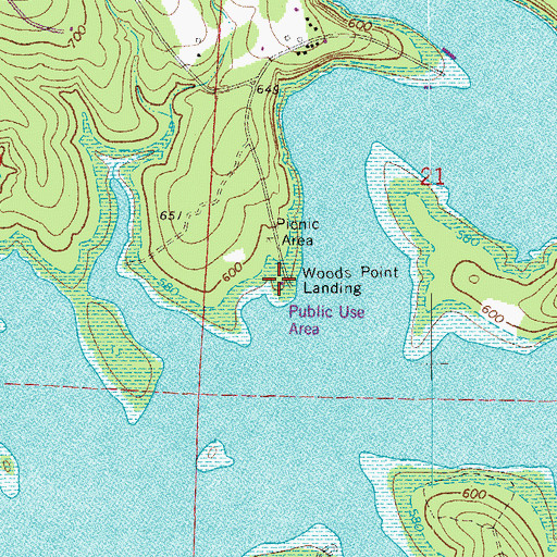 Topographic Map of Wood Point Use Area, AR