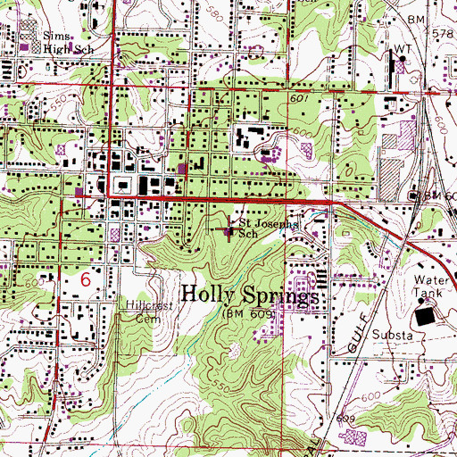 Topographic Map of Saint Josephs School, MS