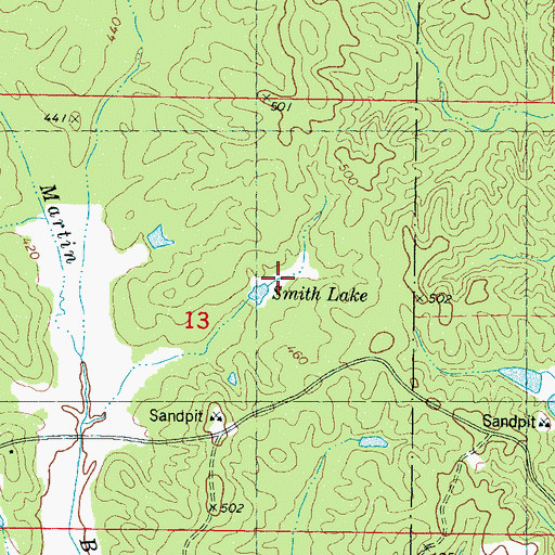 Topographic Map of Smith Lake, MS