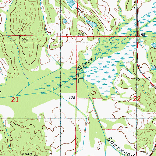 Topographic Map of Sourwood Creek, MS