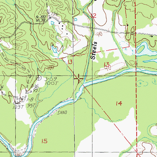 Topographic Map of Steels Creek, MS