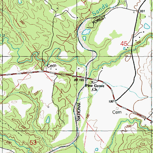 Topographic Map of Swafford Branch, MS