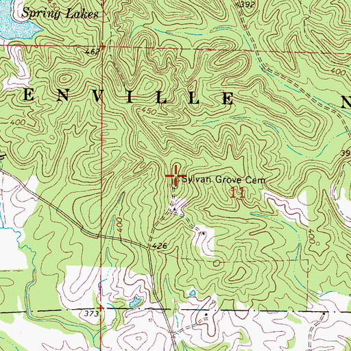 Topographic Map of Sylvan Grove Cemetery, MS