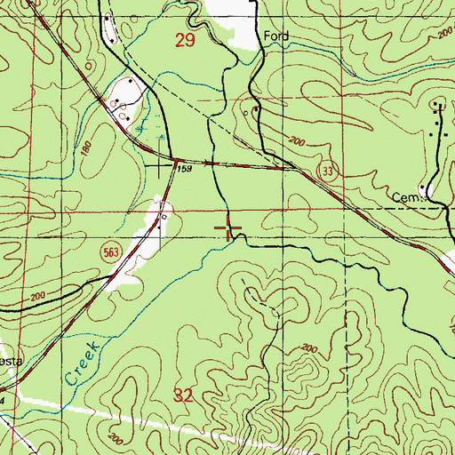 Topographic Map of Tar Creek, MS