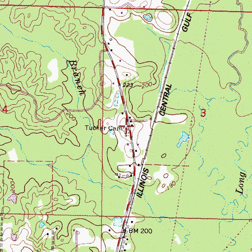 Topographic Map of Tucker Cemetery, MS