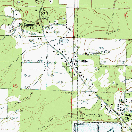 Topographic Map of Two Mile Church, MS