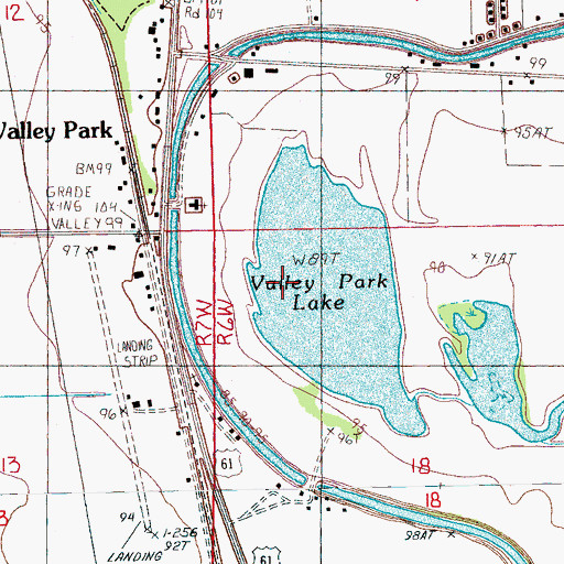 Topographic Map of Valley Park Lake, MS