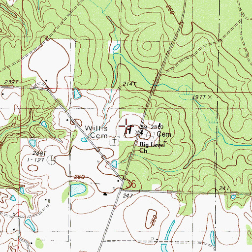 Topographic Map of Vocational High School, MS