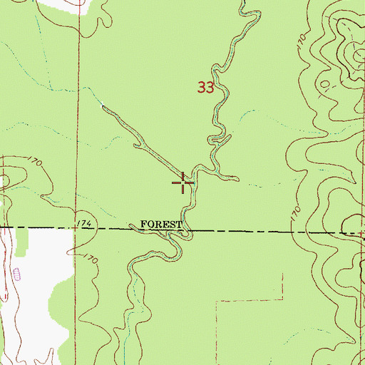 Topographic Map of West Little Thompson Creek, MS