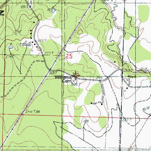 Topographic Map of Williams Cemetery, MS