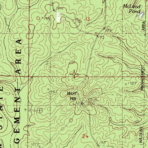 Topographic Map of Wolf Hill, MS