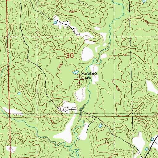 Topographic Map of Zumbro Cemetery, MS