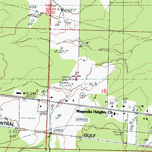 Topographic Map of WJYV-AM (Forest), MS