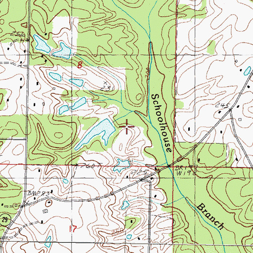 Topographic Map of Prescott Lake Dam, MS