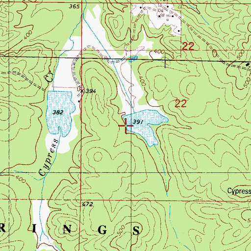 Topographic Map of Cypress Watershed LT-14a-15 Dam, MS