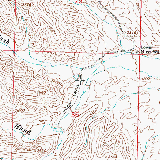 Topographic Map of Left Hand Moss Wash, AZ
