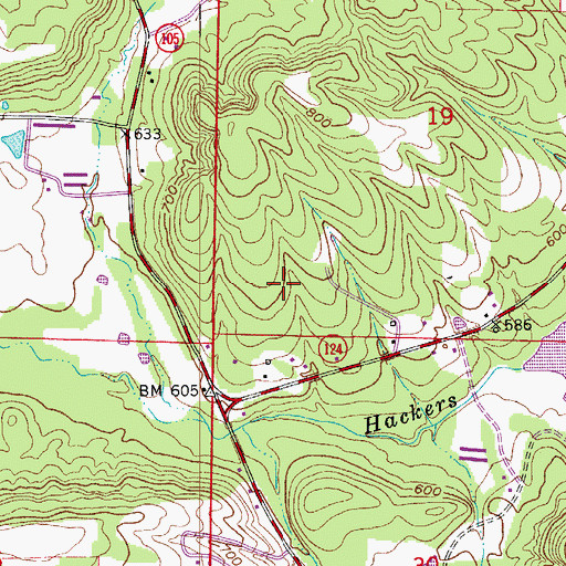 Topographic Map of Township of Center, AR