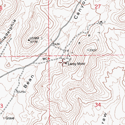 Topographic Map of Leroy Mine, AZ